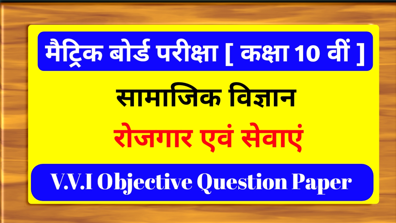 Class 10th ( सामाजिक विज्ञान ) रोजगार एवं सेवाएं Objective Question Paper