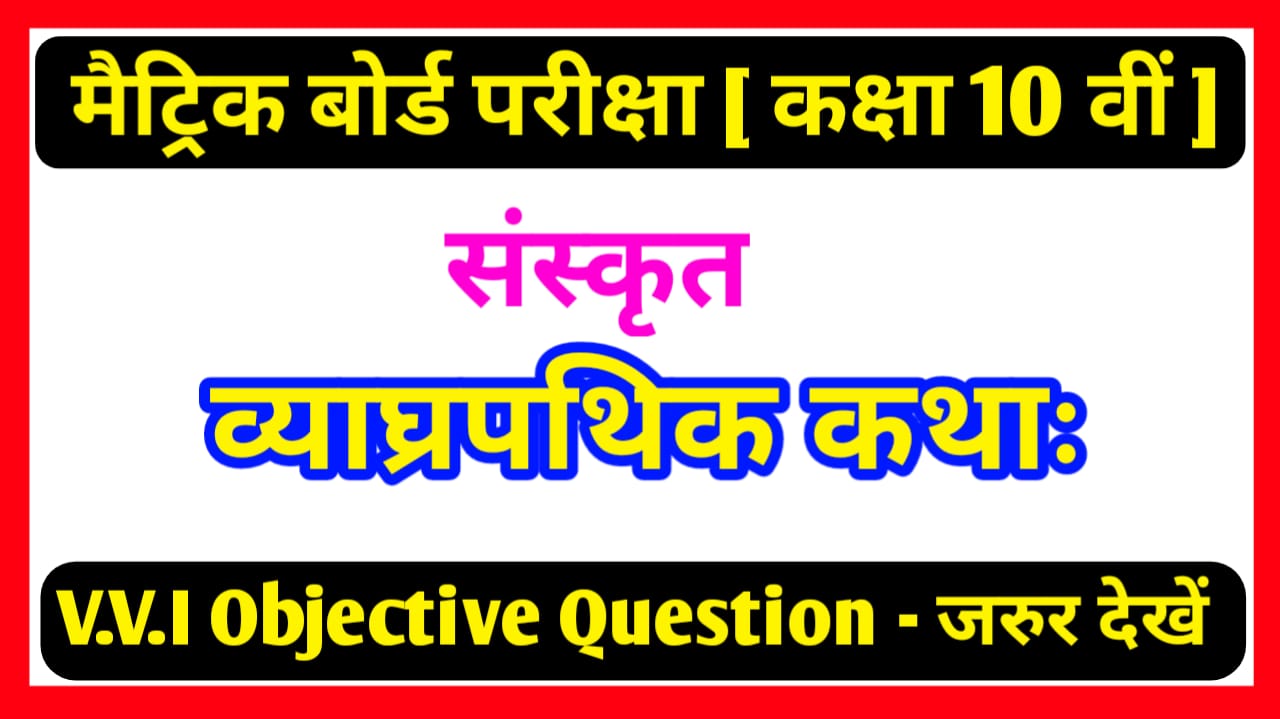 Class 10th Sanskrit ( व्याध्रपथिक कथाः ) Objective Question Paper PDF