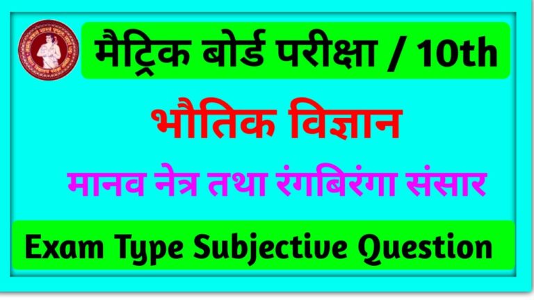 Class 10th Physics Subjective Question ( मानव नेत्र तथा रंगबिरंगा संसार )