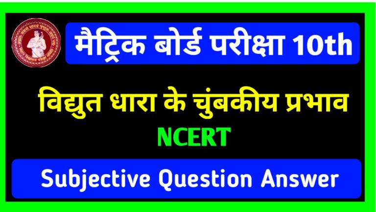 Class 10th विधुत धारा के चुंबकीय प्रभाव | Subjective Question