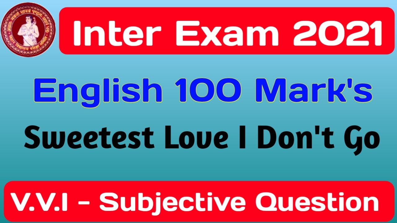 Bihar Board Inter Exam 2021 English 100 Marks Objective Question