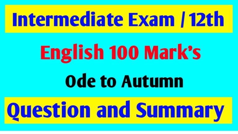 Class 12th English Ode To Autumn Summary and Short Question