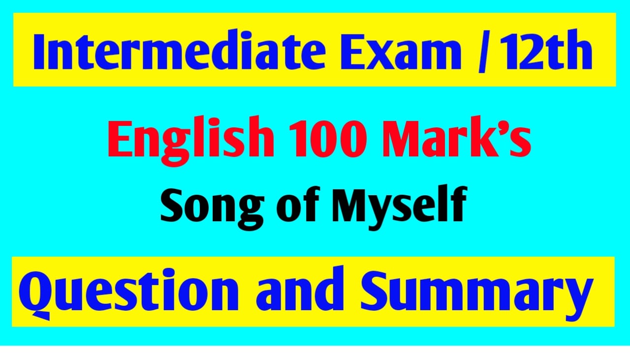 Song of Myself Class 12th English 100 Marks Question & Summary