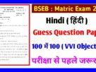 Bihar Board 10th Hindi VVI Objective